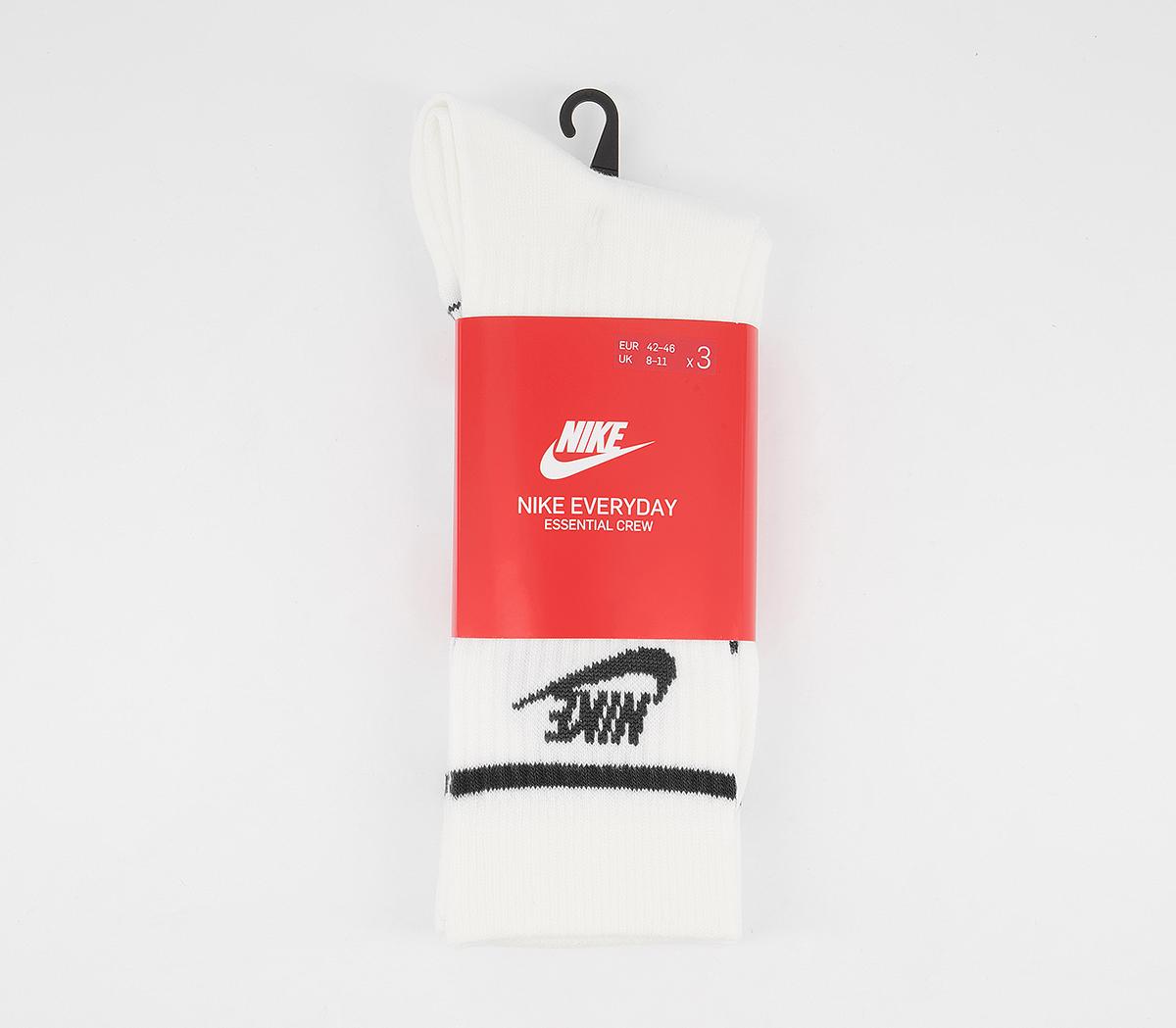 NikeCrew Socks 3 PairWhite Black Striped