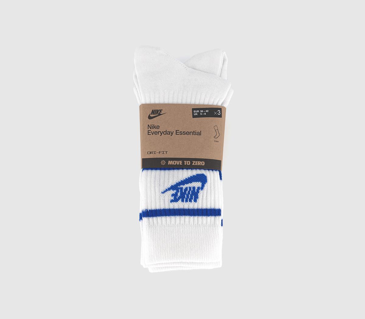 NikeCrew Socks 3 Pairs NikeCrew Socks 3 PairsWhite Blue Stripe
