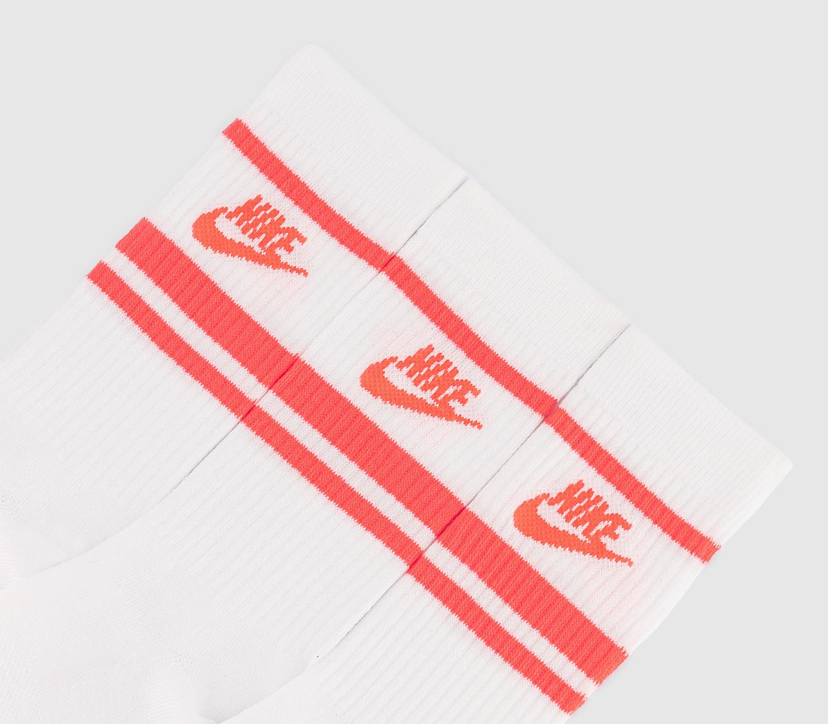 NikeCrew Socks 3 Pairs NikeCrew Socks 3 PairsWhite Pink Stripe