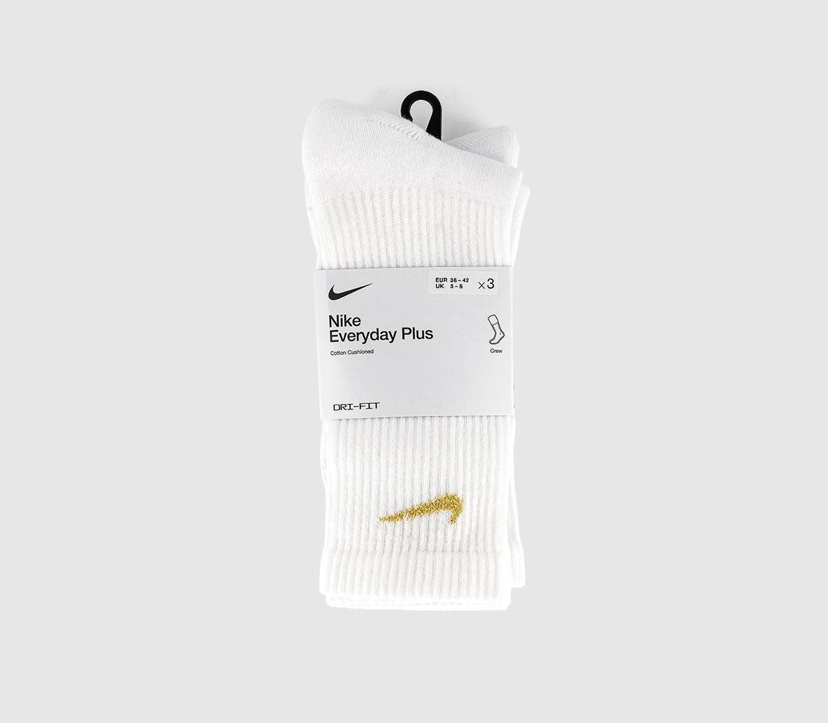 white and gold nike socks