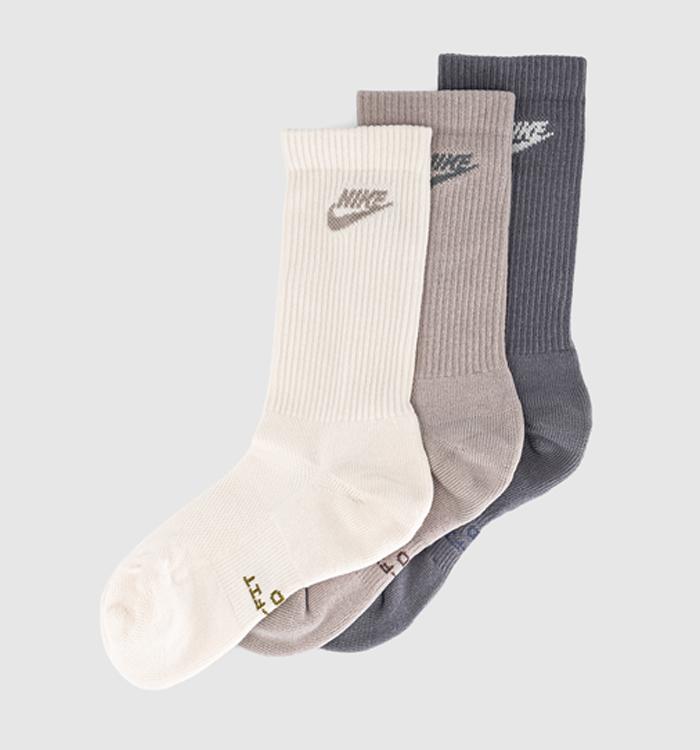 Nike Crew Socks 3 Pair Oat Grey