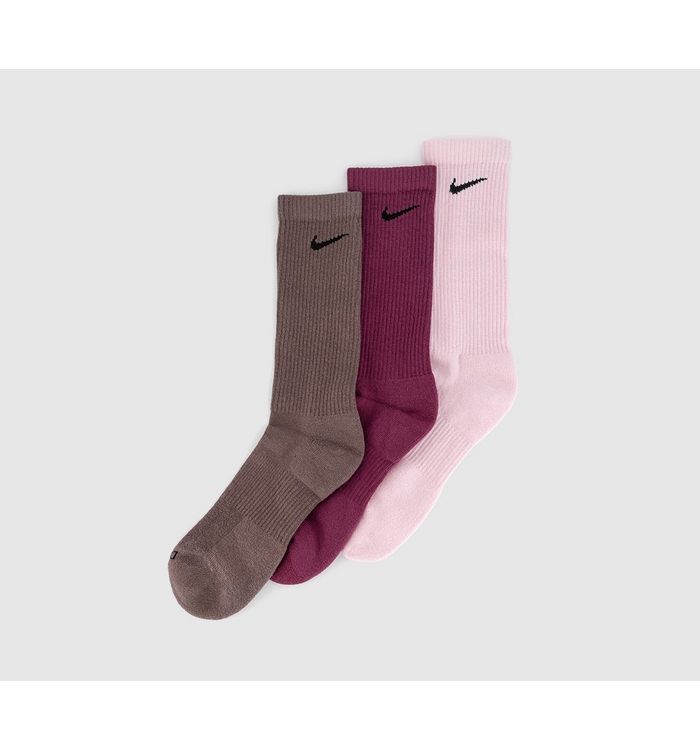 Nike Crew Socks 3 Pairs Multi Brown Pink