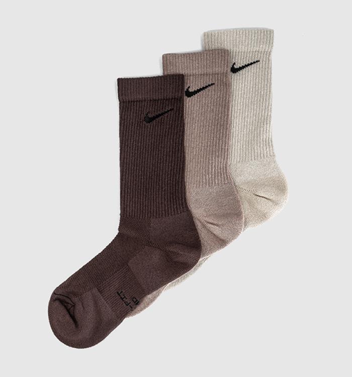 Nike Crew Socks 3 Pairs Choc Neautral Milk
