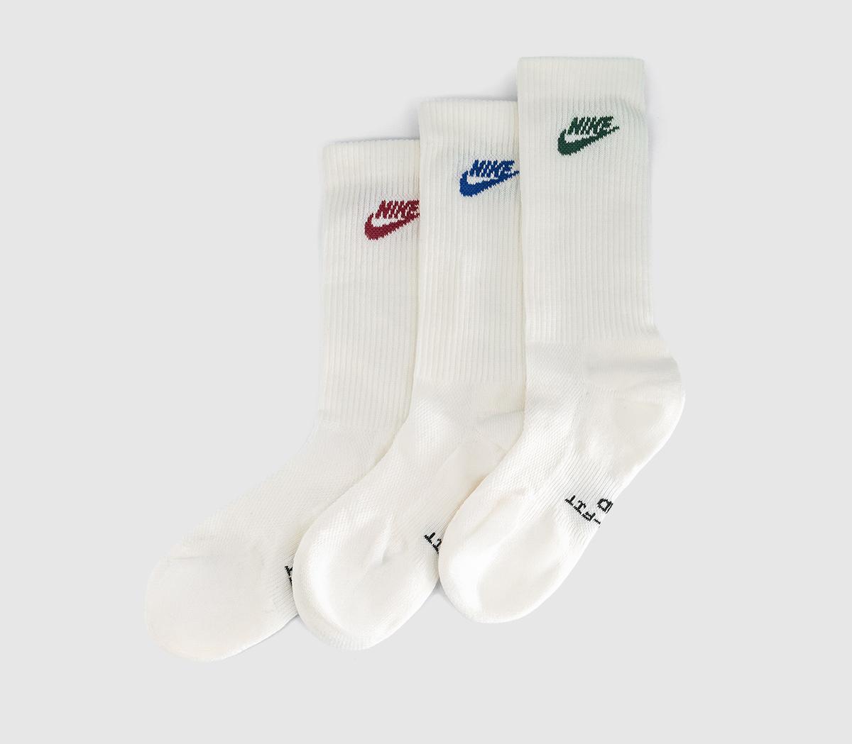 NikeCrew Socks 3 PairsRed Green White Logo