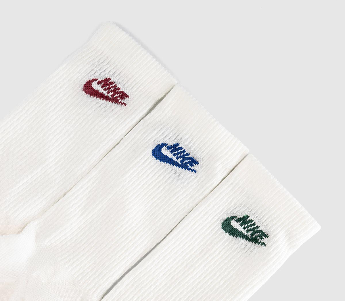 NikeCrew Socks 3 PairsRed Green White Logo