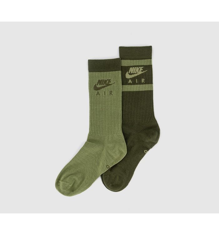 Nike Crew Socks 2 Pair Multi Khaki In Green