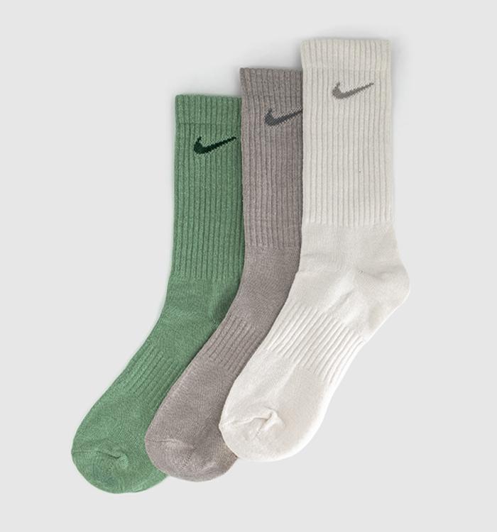 Nike Crew Socks 3 Pairs Green Cream
