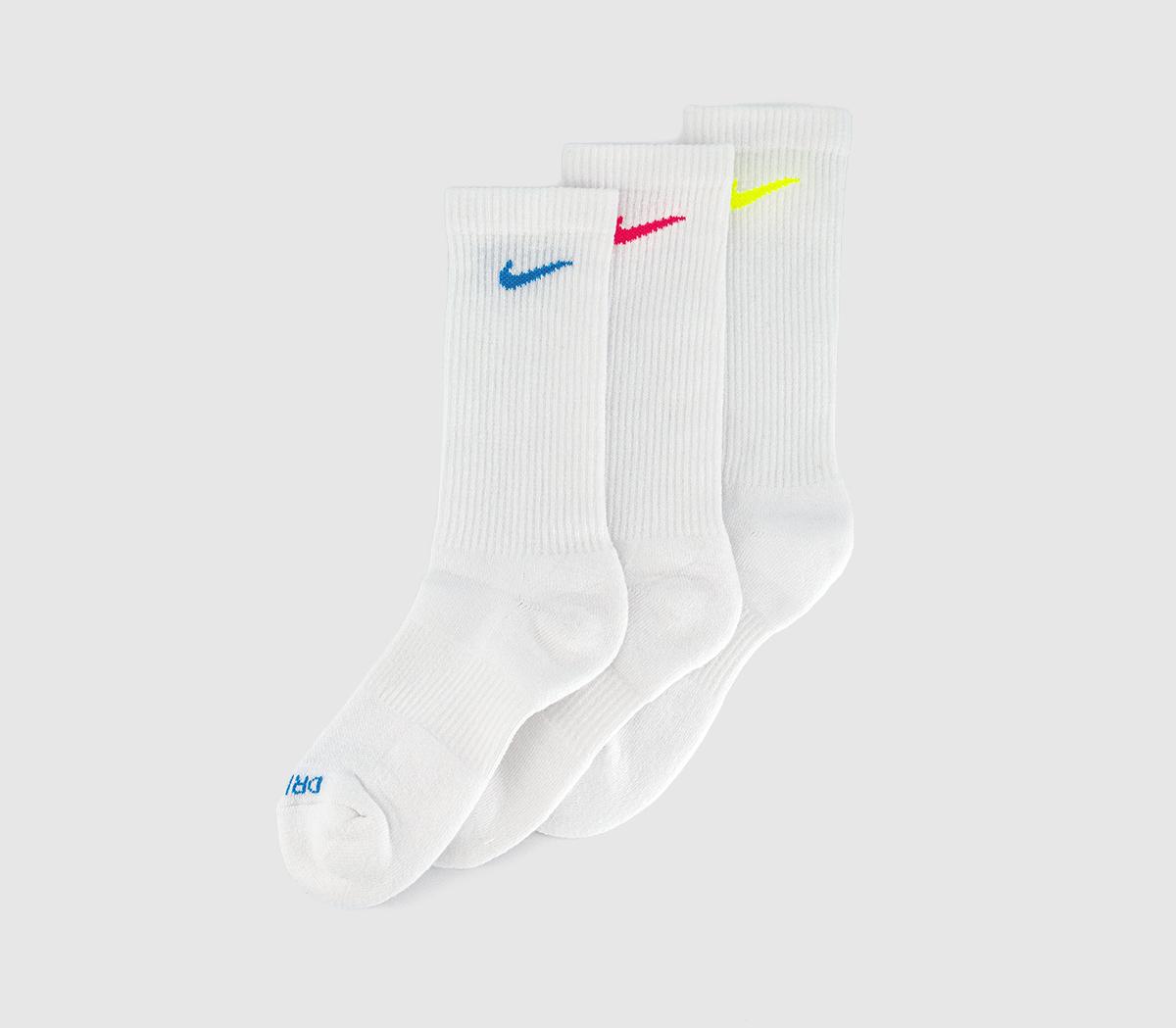 NikeCrew Socks 3 Pairs NikeCrew Socks 3 PairsBright Green Pink Blue