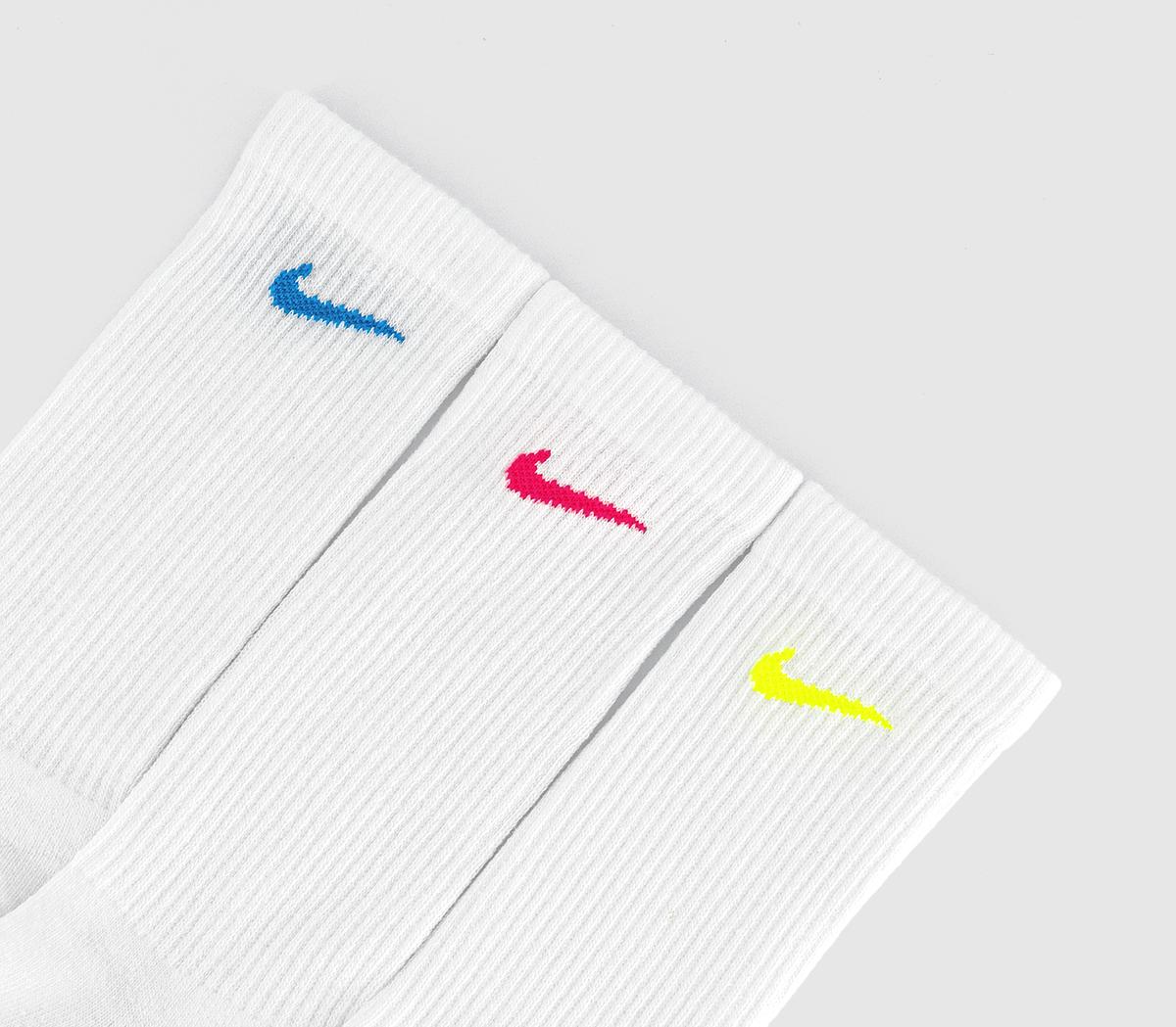 NikeCrew Socks 3 Pairs NikeCrew Socks 3 PairsBright Green Pink Blue