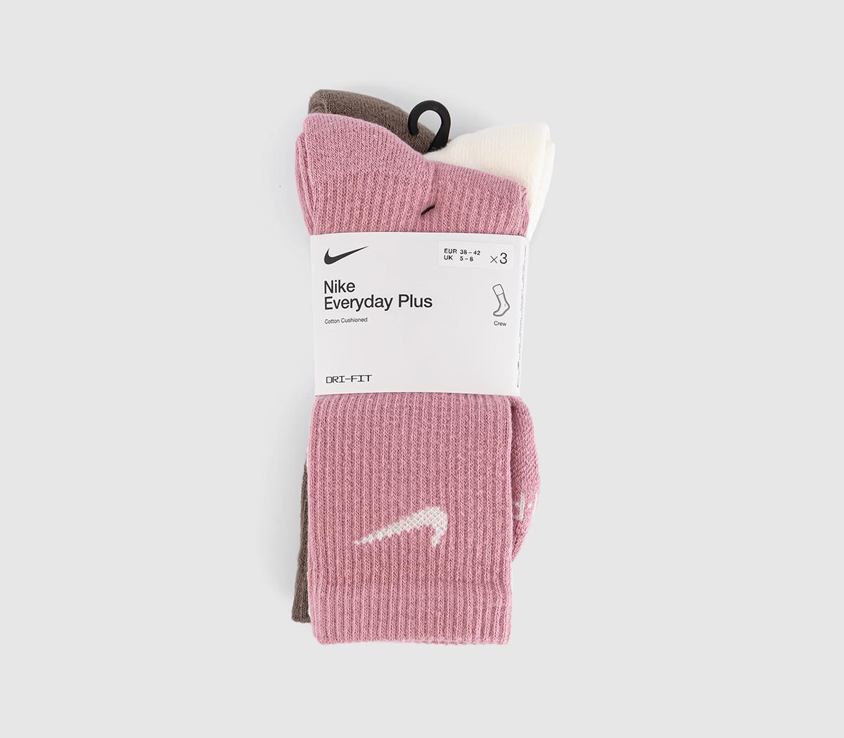NikeCrew Socks 3 Pair NikeCrew Socks 3 PairPink Brown Cream