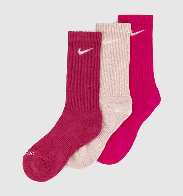 Nike Crew Socks 3 Pairs Rose Cream Pink
