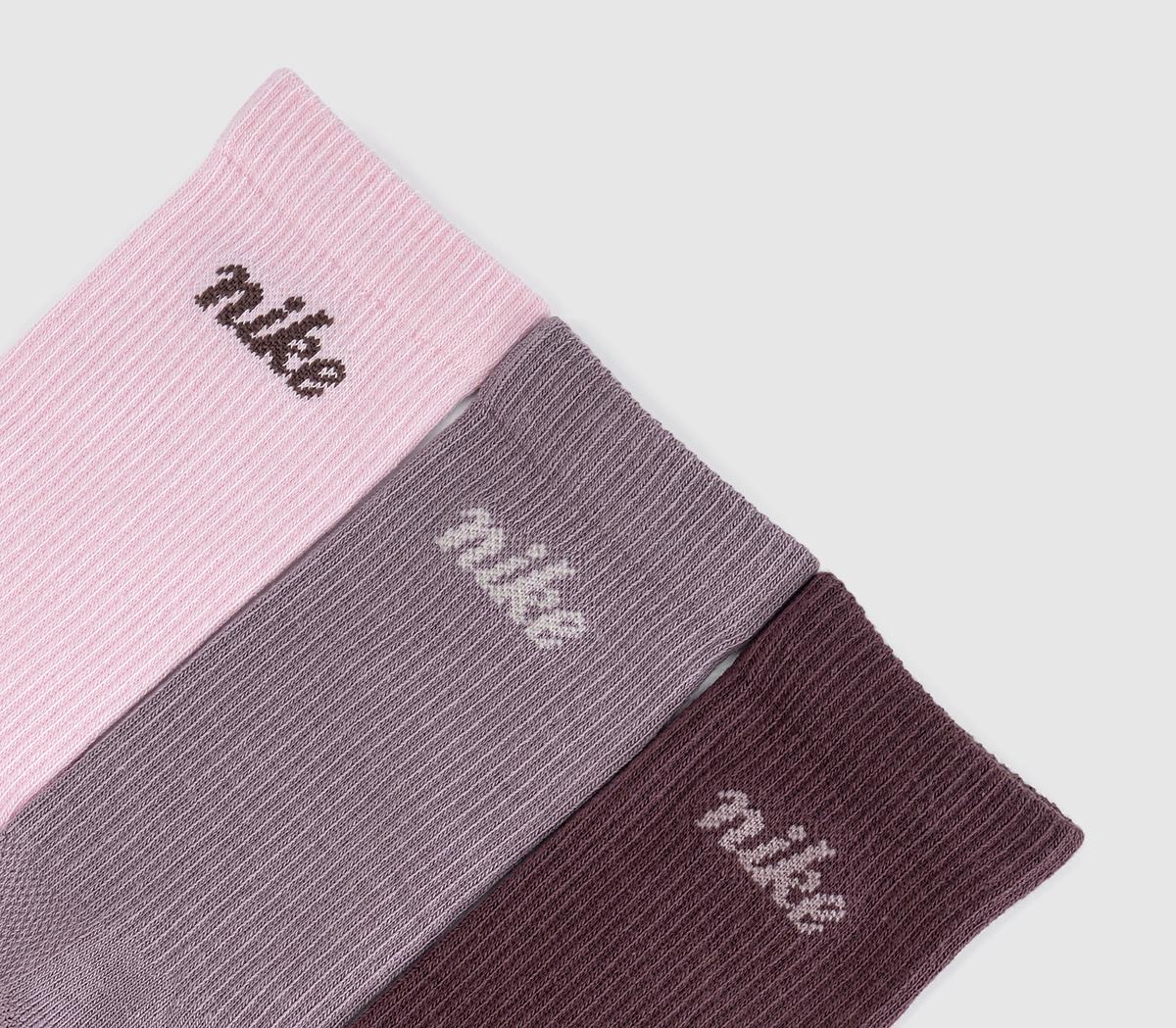 NikeCrew Socks 3 PairsMauve Purple Pink