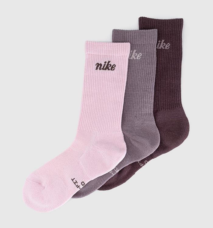 Nike Crew Socks 3 Pairs Mauve Purple Pink