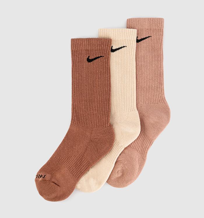 Nike Crew Socks 3 Pair Multi Cream Pink