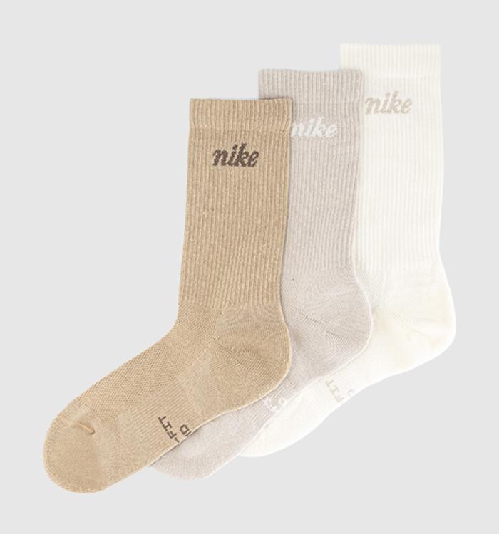 Nike Crew Socks 3 Pairs Cream Beige
