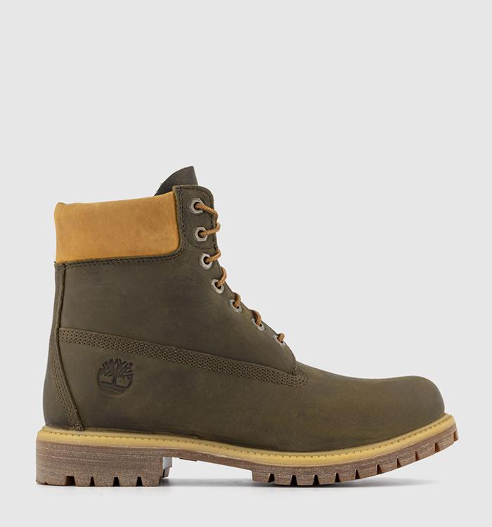 Timberland 6 Inch Buck Boots Olive Brown Leather