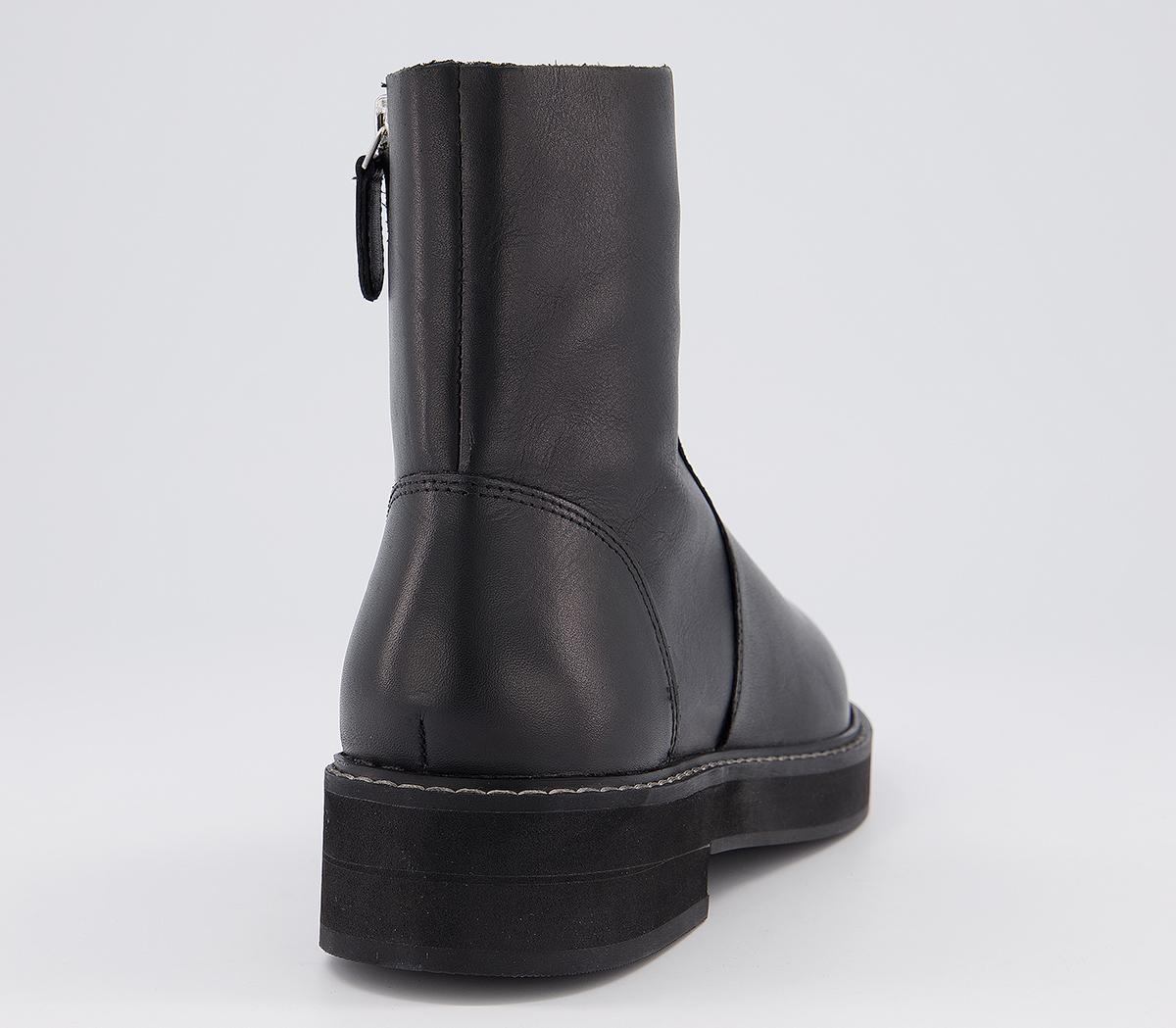 OFFICE Align Smooth Sole Ankle Boots Black Leather Mix Women's Ankle