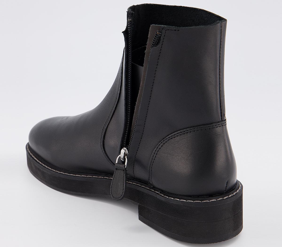 OFFICE Align Smooth Sole Ankle Boots Black Leather Mix Women's Ankle