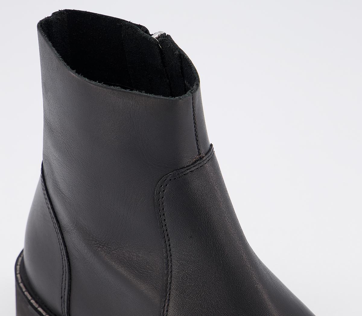 OFFICE Align Smooth Sole Ankle Boots Black Leather Mix Women's Ankle