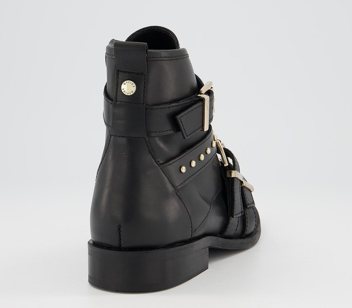 OFFICEAssert Multi Strap Hardware Ankle BootsBlack Leather