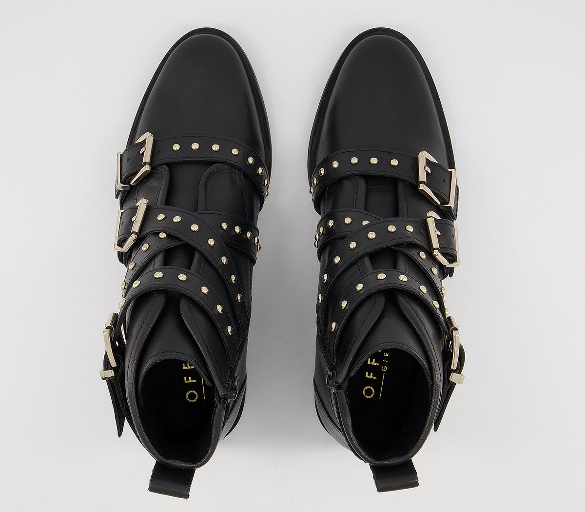OFFICEAssert Multi Strap Hardware Ankle BootsBlack Leather