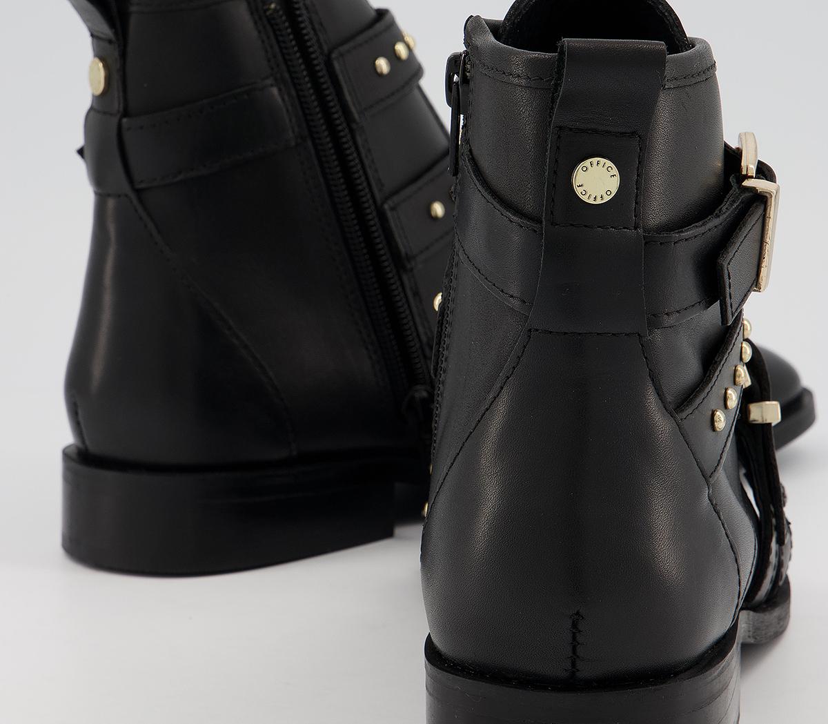 OFFICEAssert Multi Strap Hardware Ankle BootsBlack Leather