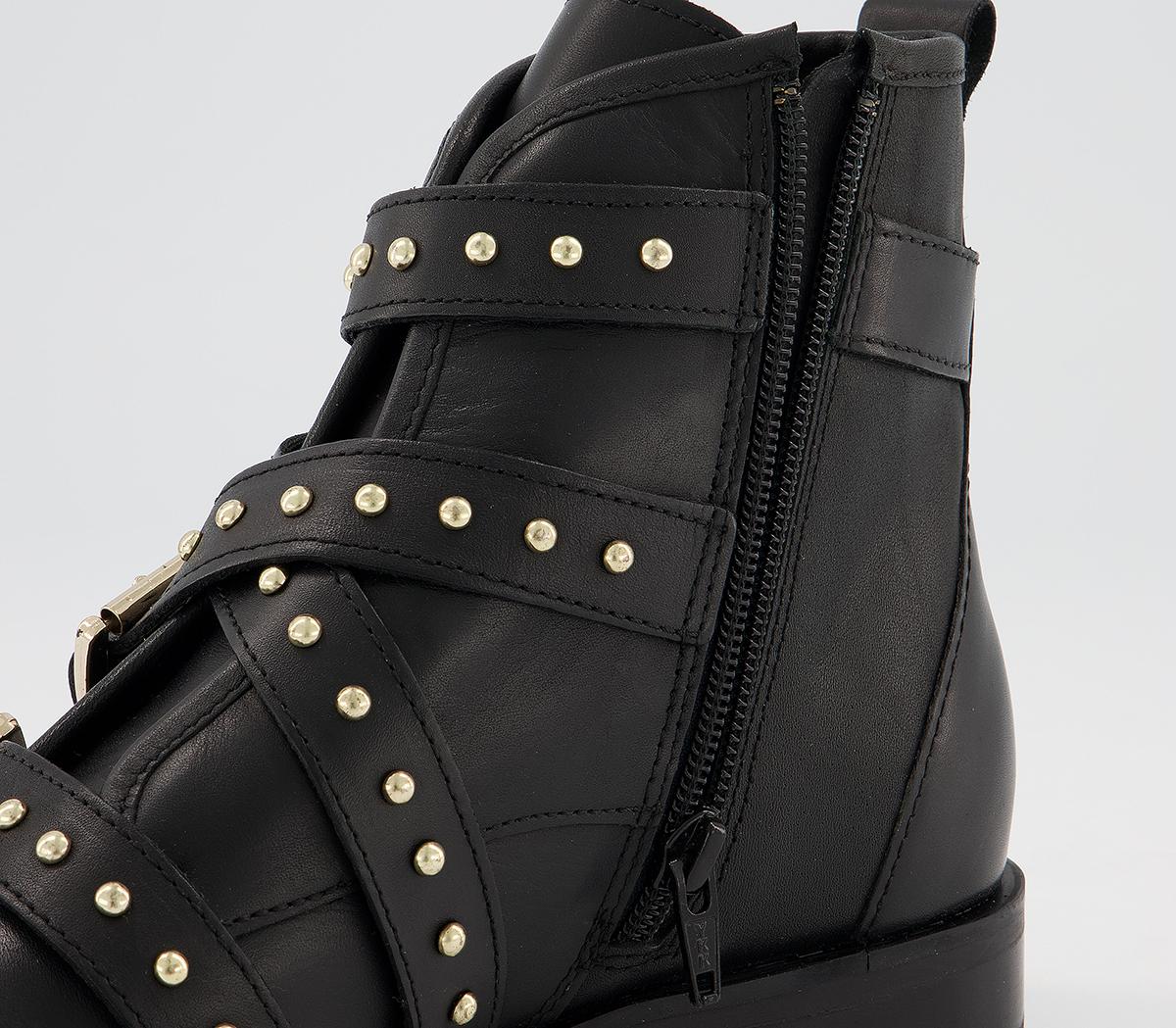 OFFICEAssert Multi Strap Hardware Ankle BootsBlack Leather