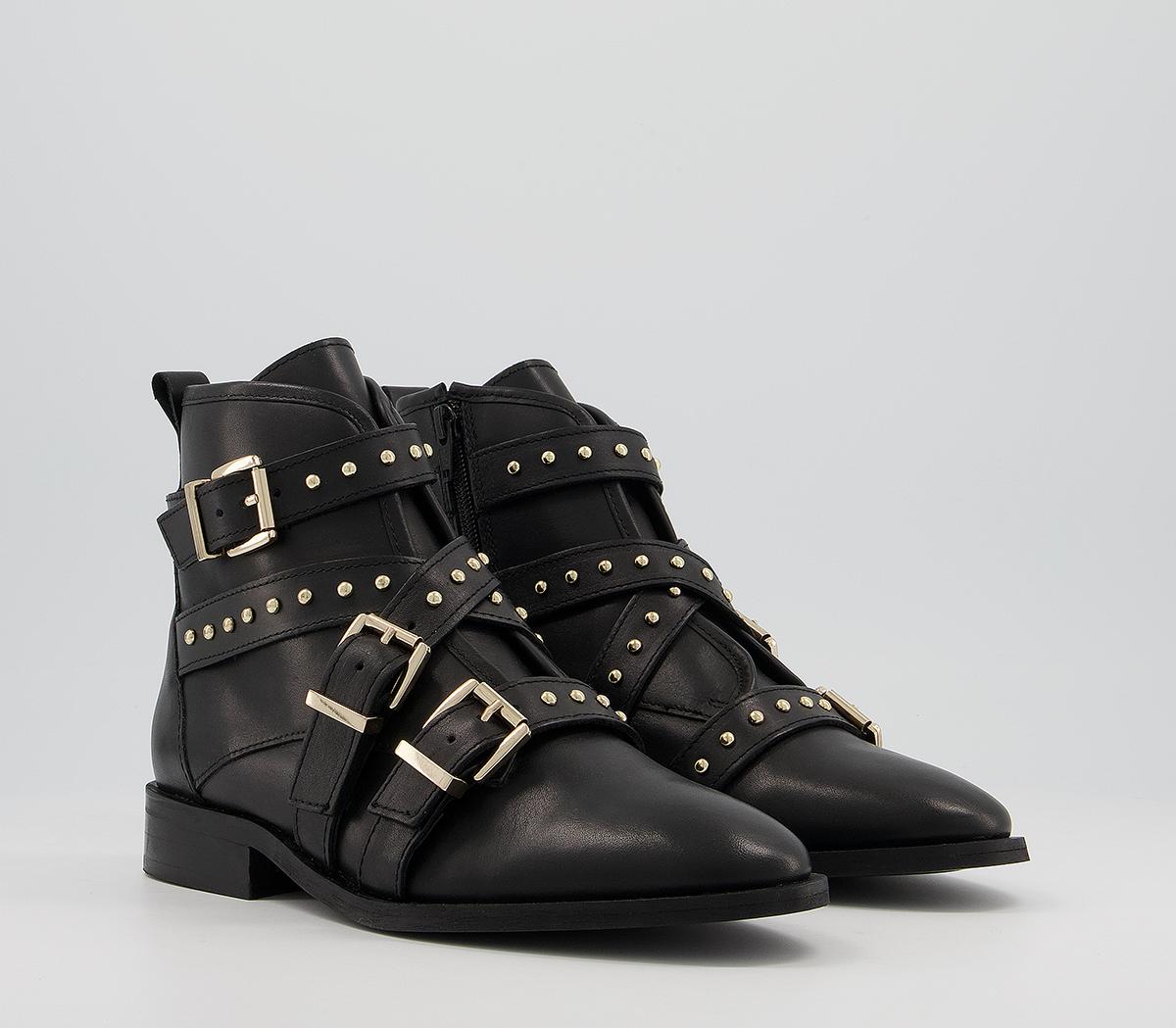 OFFICEAssert Multi Strap Hardware Ankle BootsBlack Leather