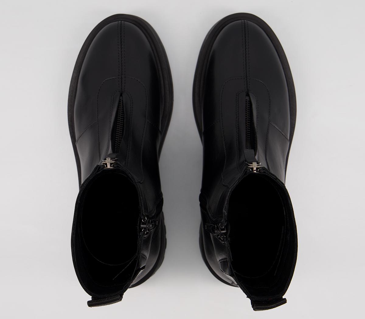 OFFICEAccomplish Front Zip Ankle BootsBlack Leather