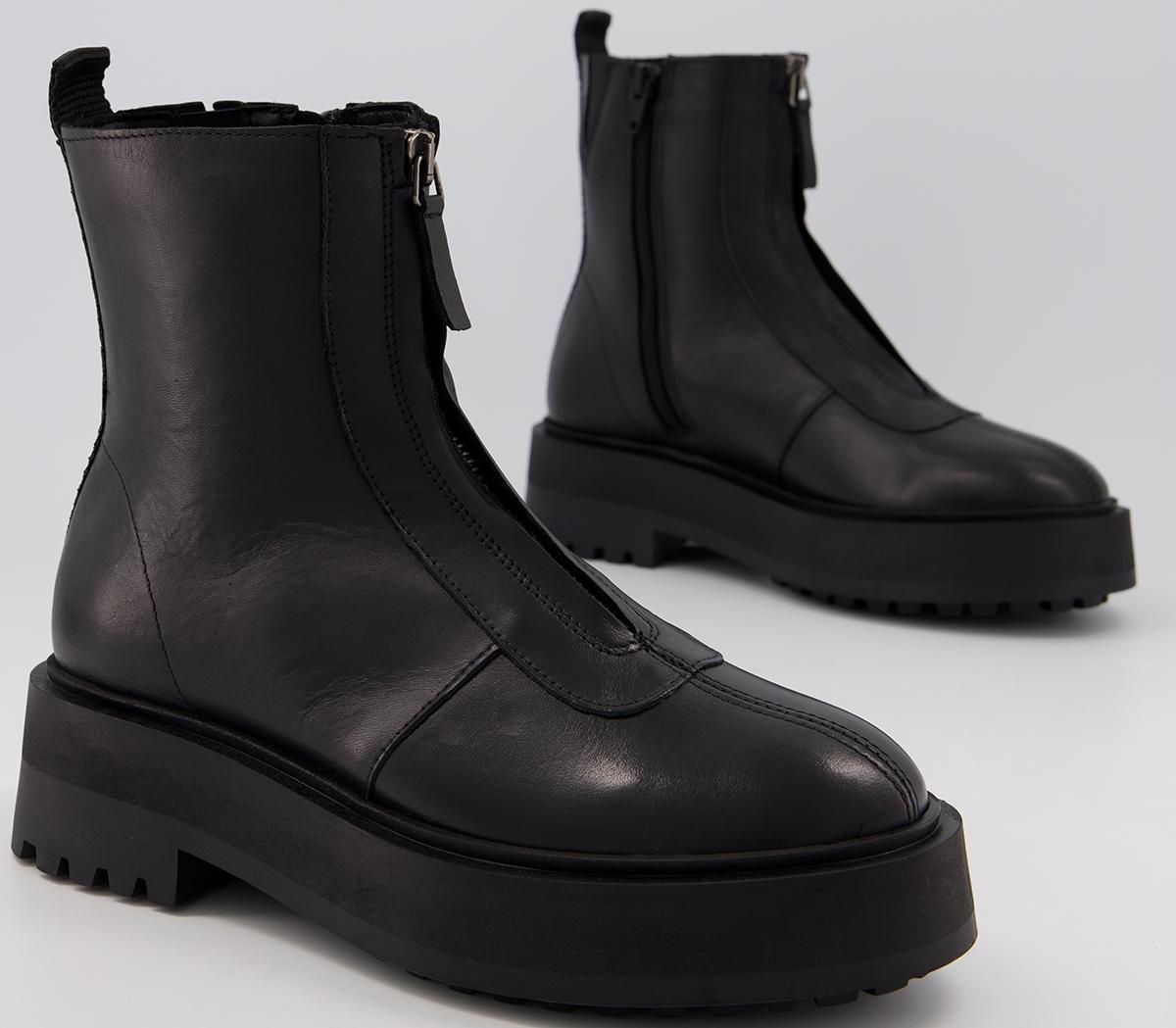 OFFICEAccomplish Front Zip Ankle BootsBlack Leather