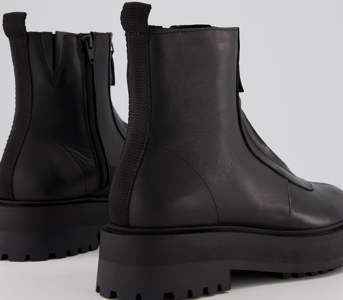 OFFICEAccomplish Front Zip Ankle BootsBlack Leather