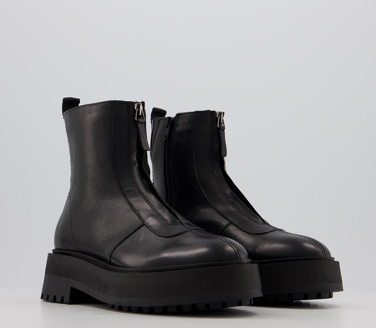 OFFICEAccomplish Front Zip Ankle BootsBlack Leather