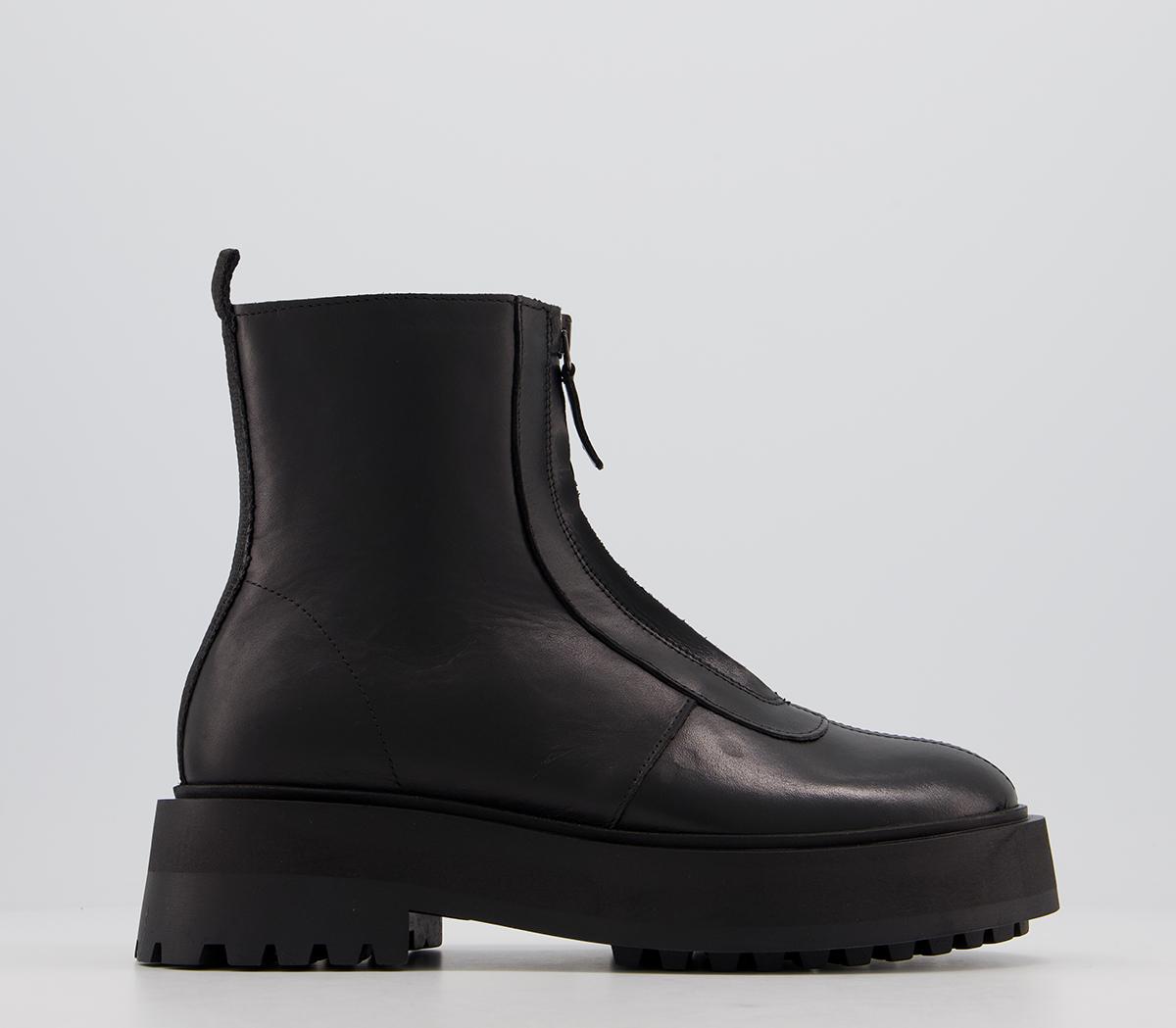OFFICEAccomplish Front Zip Ankle BootsBlack Leather