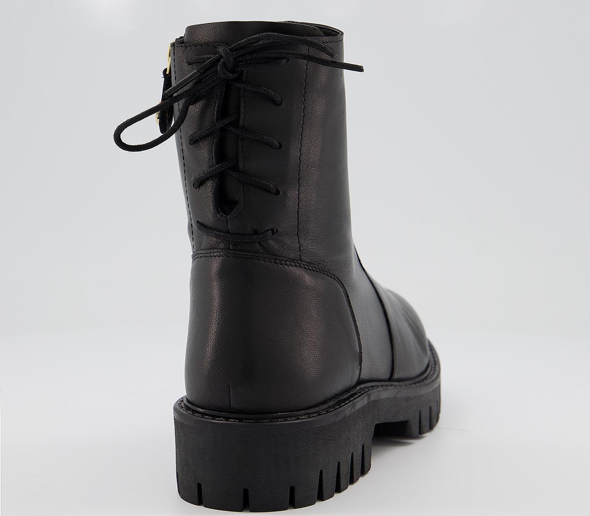 Office Abound Back Lace Cleated Boots Office Abound Back Lace Cleated Boots Black Leather