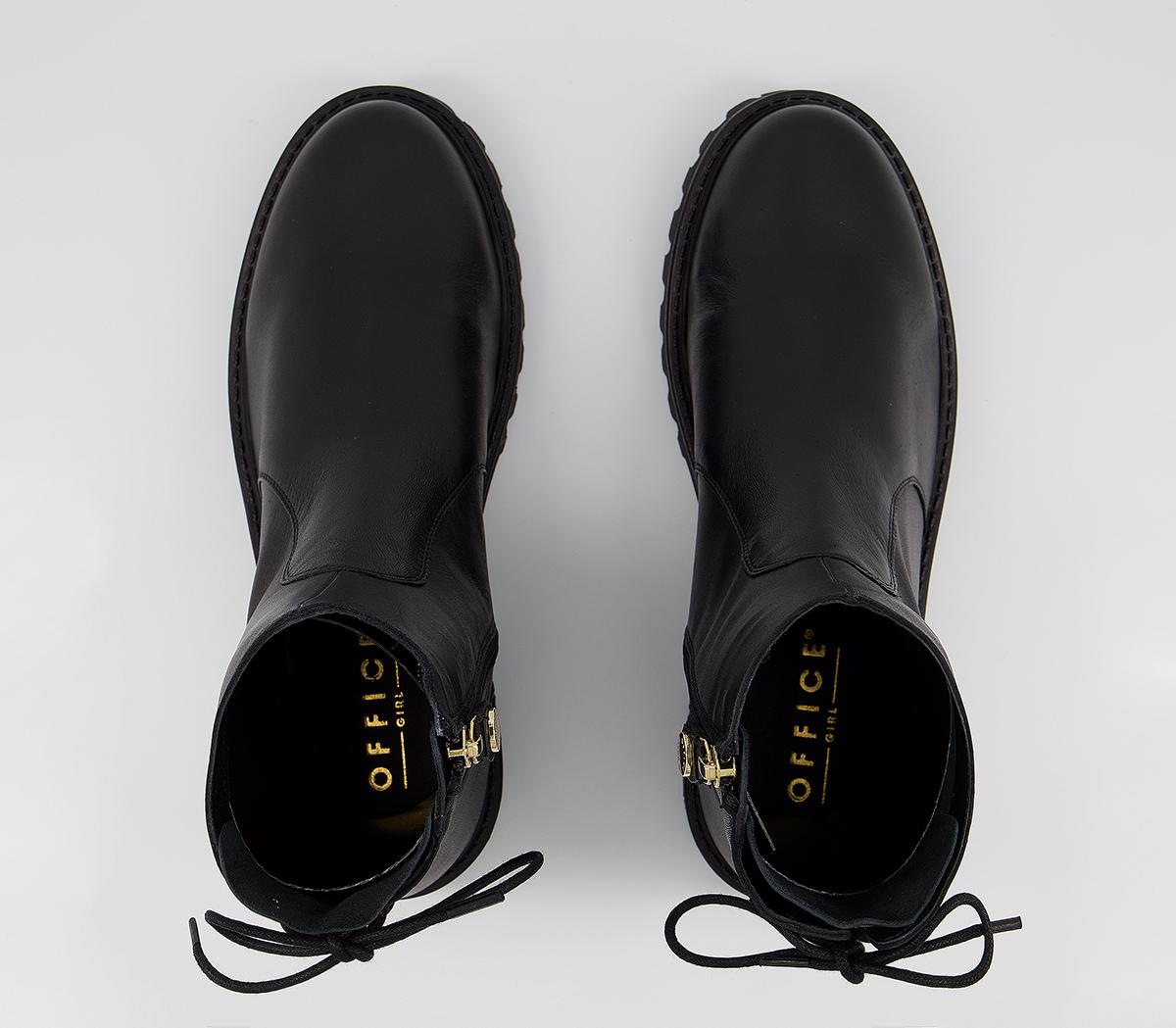 Office Abound Back Lace Cleated Boots Office Abound Back Lace Cleated Boots Black Leather