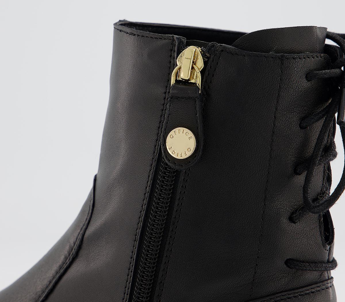Office Abound Back Lace Cleated Boots Office Abound Back Lace Cleated Boots Black Leather