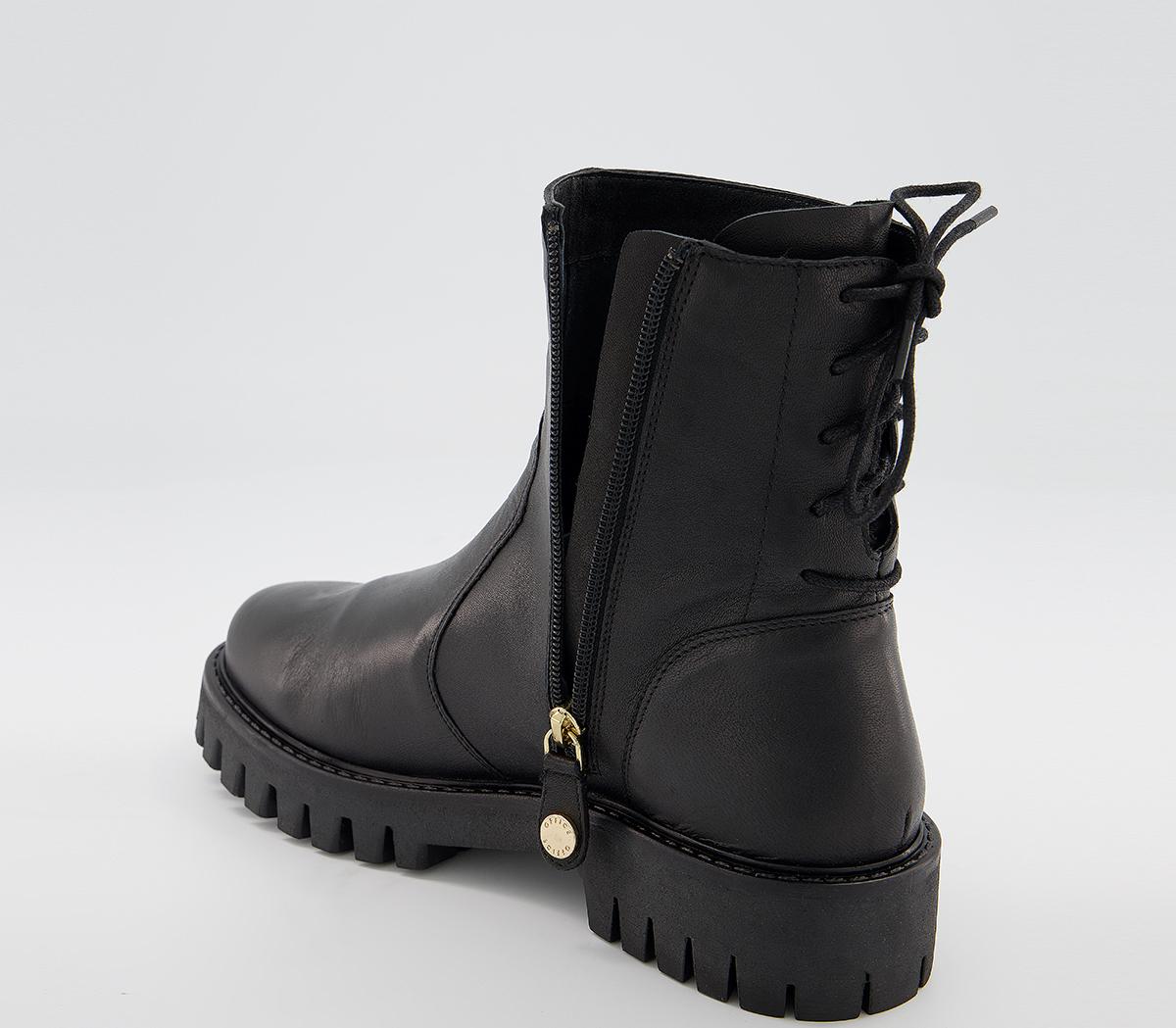 Office Abound Back Lace Cleated Boots Office Abound Back Lace Cleated Boots Black Leather