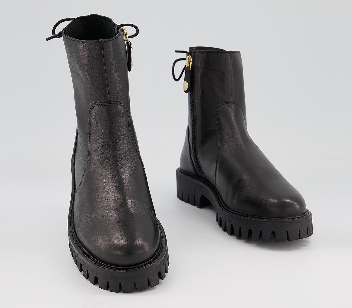 Office Abound Back Lace Cleated Boots Office Abound Back Lace Cleated Boots Black Leather