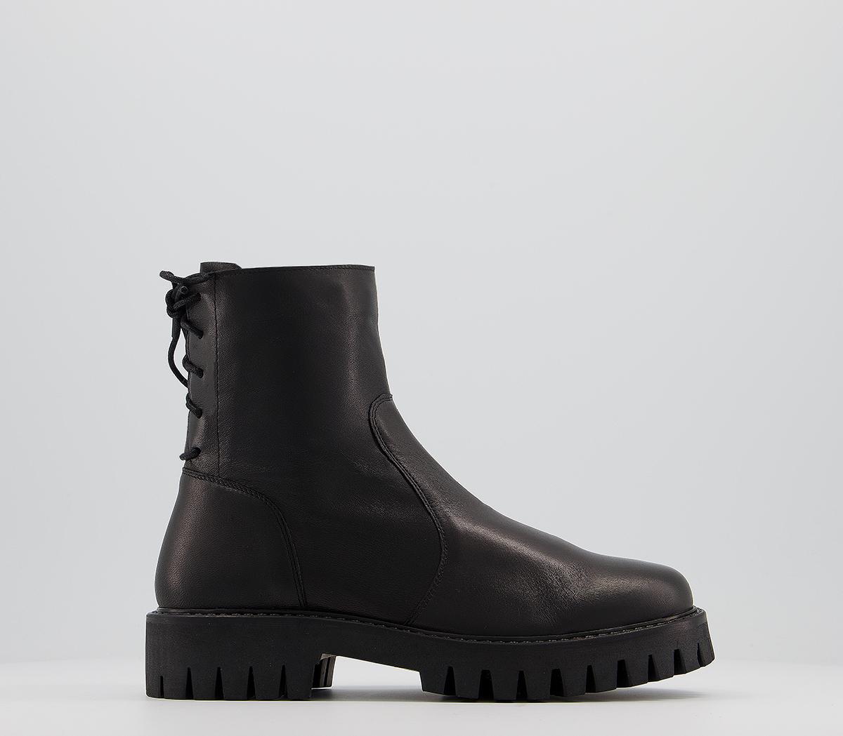 Office Abound Back Lace Cleated Boots Office Abound Back Lace Cleated Boots Black Leather