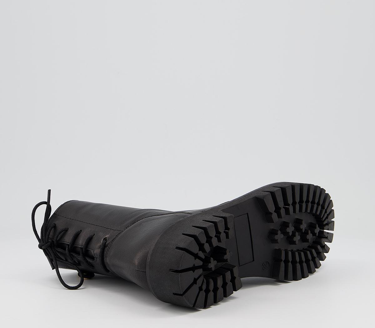Office Abound Back Lace Cleated Boots Office Abound Back Lace Cleated Boots Black Leather