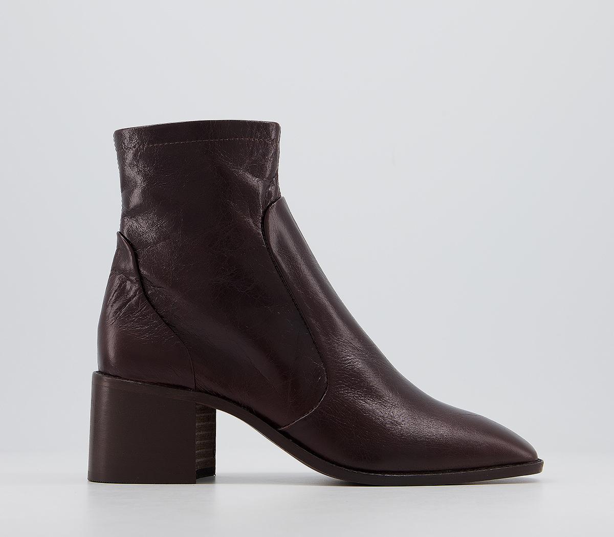 OFFICEAddison Unlined Block Heel BootsChocolate Leather