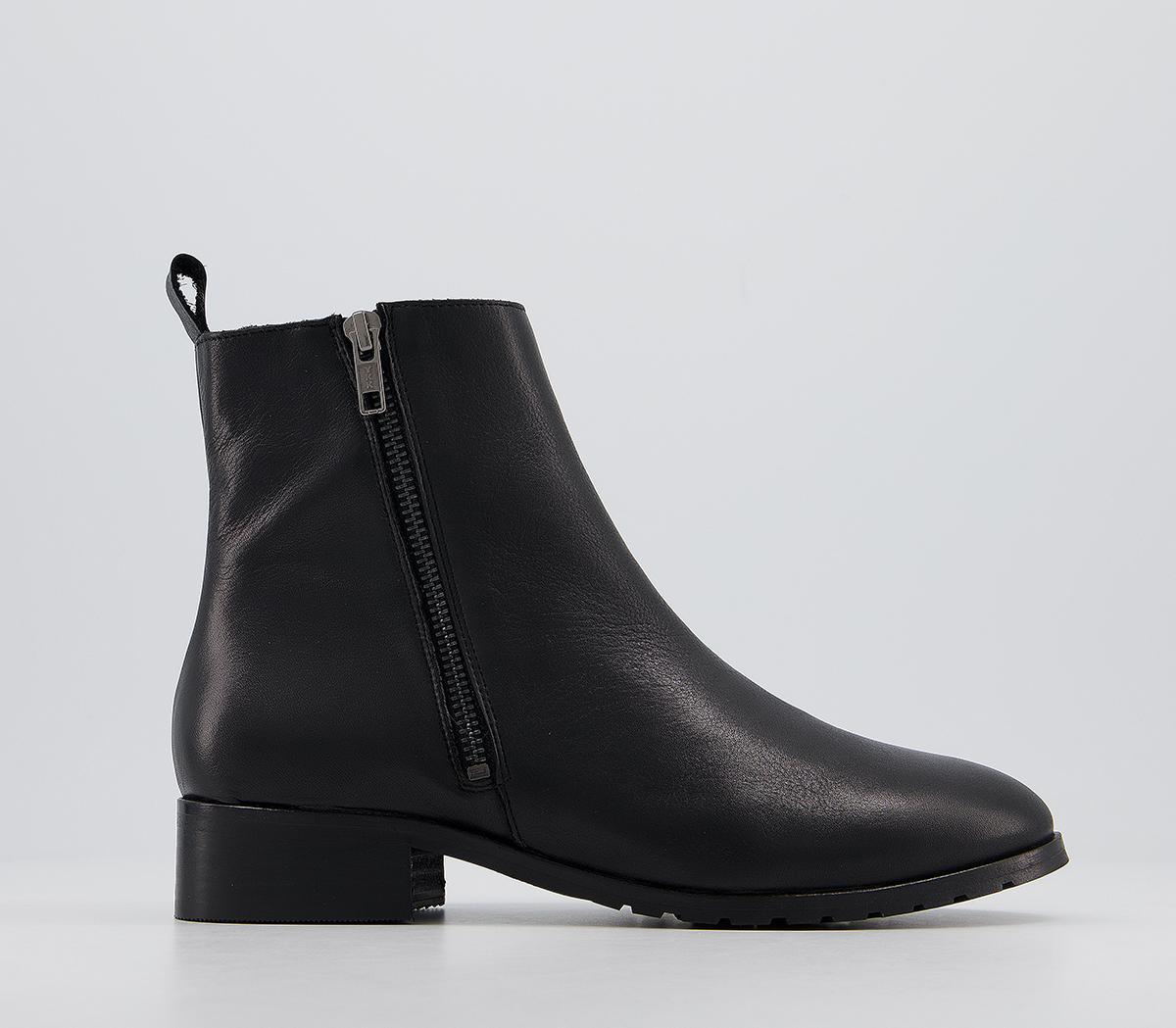 OFFICE Advanced Cleated Side Zip Boots Black Leather - Women's Ankle Boots
