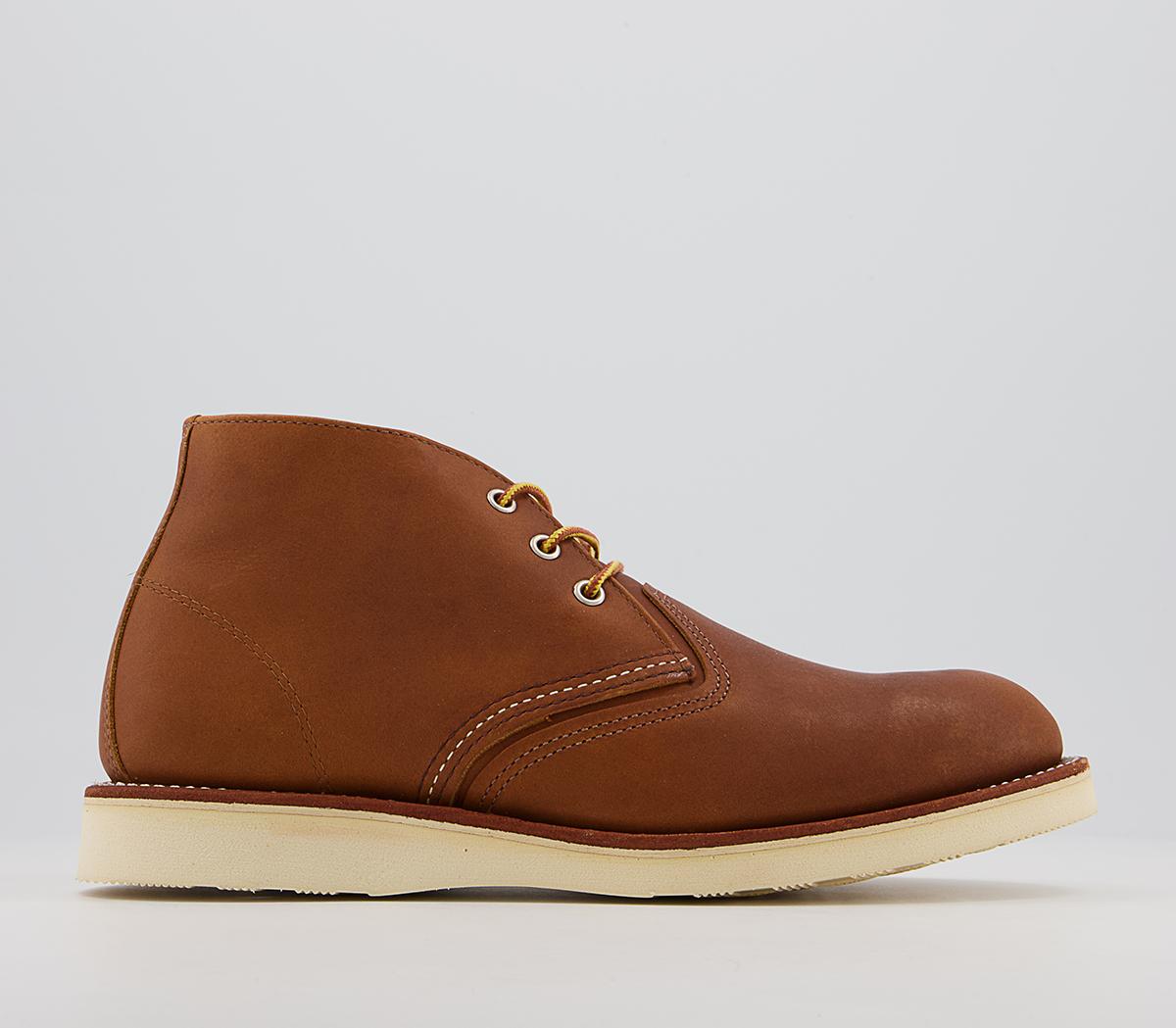 Work Tan Premium Leather Lace Up Chukka Boots In Brown