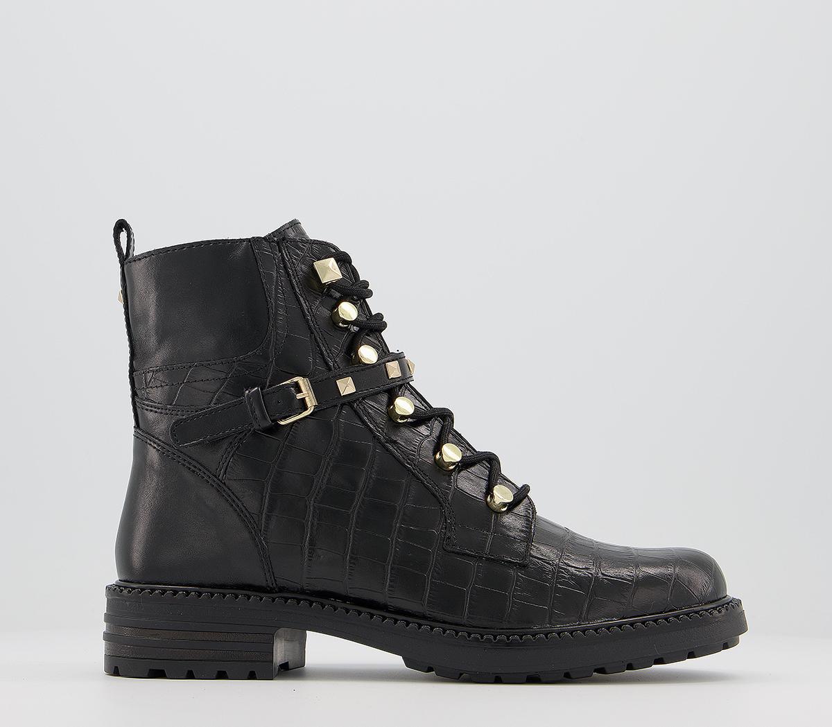 Black crocodile best sale lace up boots