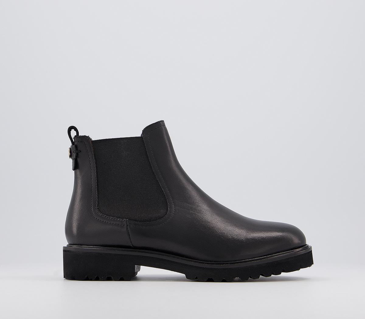 OFFICE Artful Feminine Chelsea Boots Black Leather With Fur Lining ...