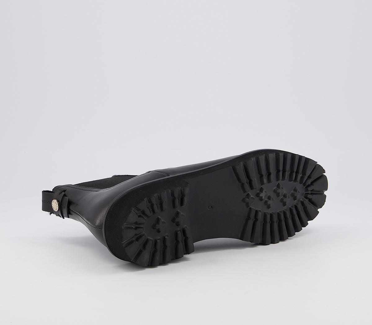 OFFICEArtful Feminine Chelsea BootsBlack Leather With Fur Lining