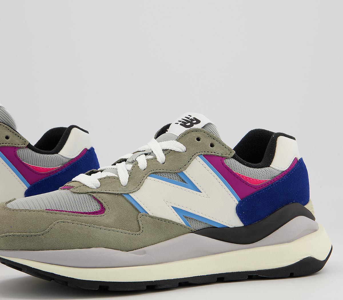 New Balance M5740 Trainers Grey Pink Blue - Women's Platform Trainers