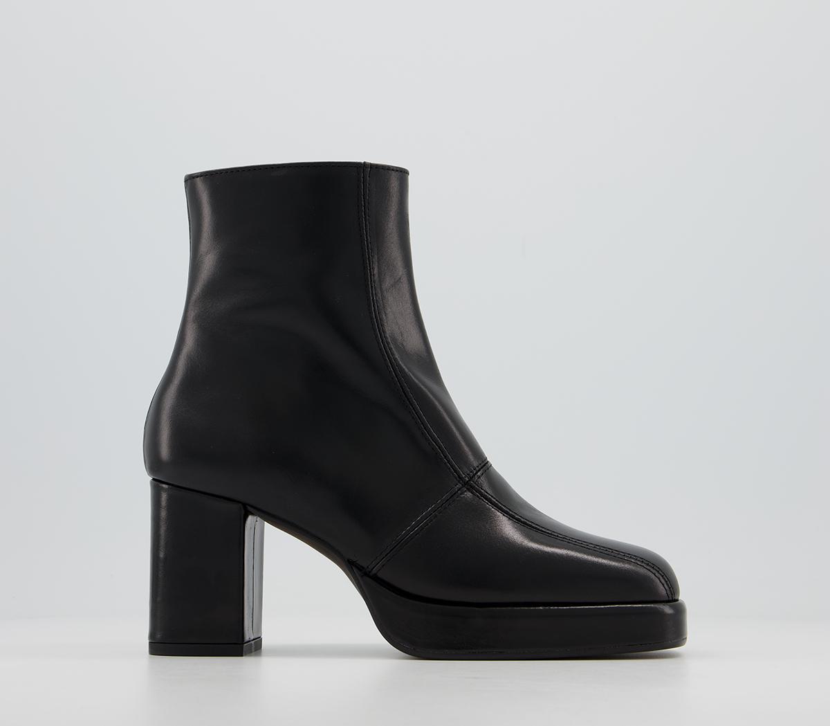 OFFICE Adele Platform Ankle Boots Black Leather - Women's Ankle Boots