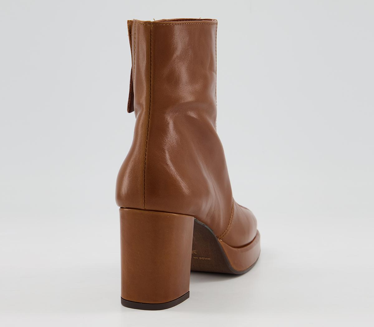OFFICE Adele Platform Ankle Boots Tan Leather - Women's Ankle Boots