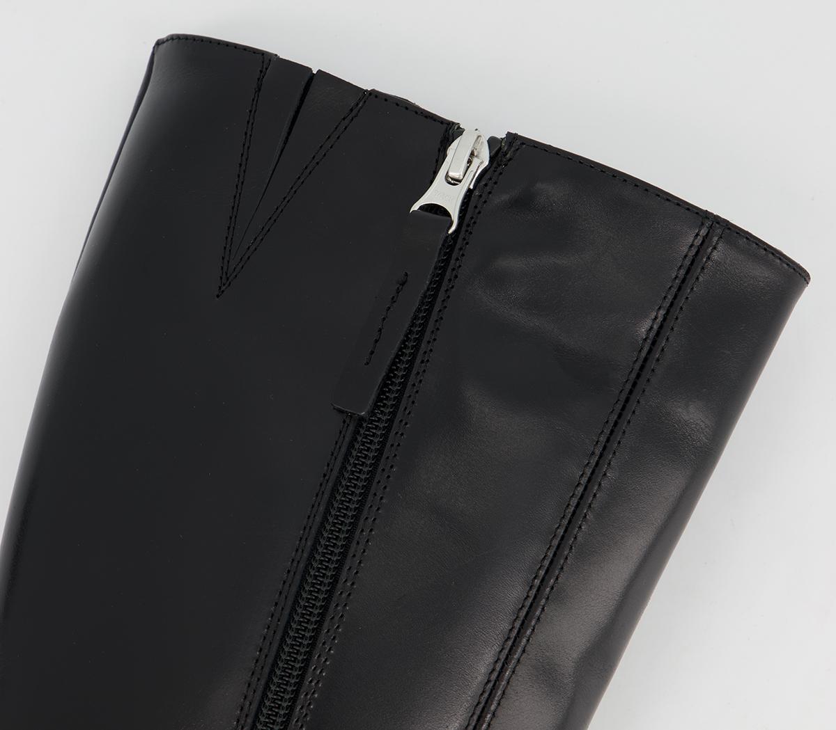 OFFICEKay Platform Knee BootsBlack Leather